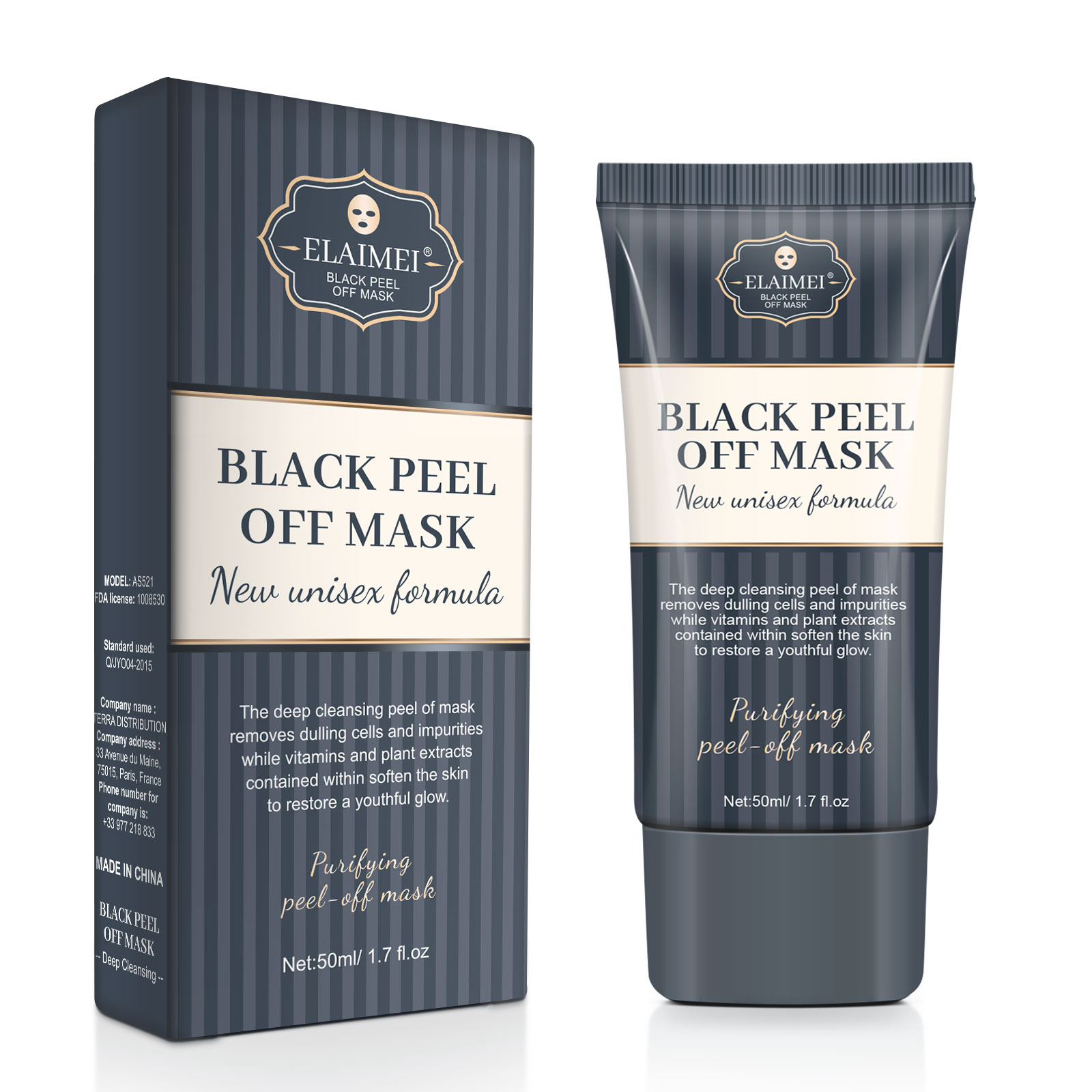Elaimei Charcoal Black Mask Peel Off Mask Deep Face Nose Pores ...
