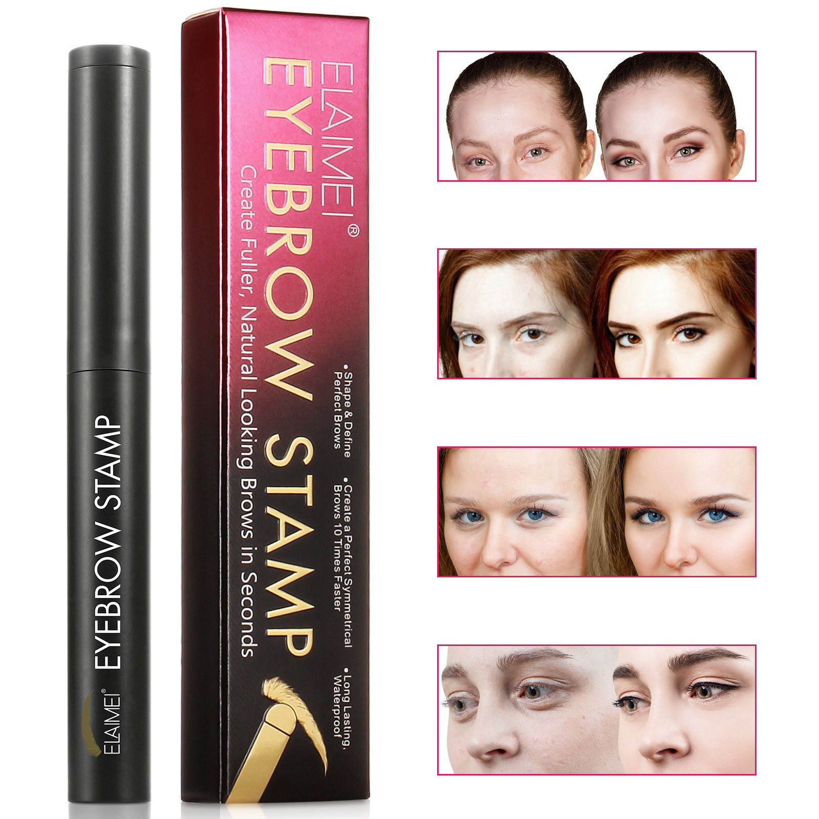 Buy Elaimei Black Eyebrow Stamp Stencil Kit