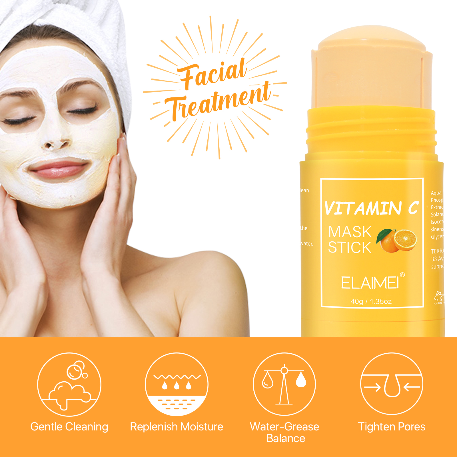 Elaimei Vitamin C Purifying Clay Stick Mask Anti-acne Acne Blackhead ...