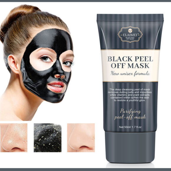 Elaimei Charcoal Black Mask Peel Off Mask Deep Face Nose Pores Cleansing Purifying Blackhead Acne Remover Facial Skin Oil Cleaner
