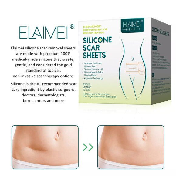 ELAIMEI Silicone Scar Sheets Roll Tape 3m