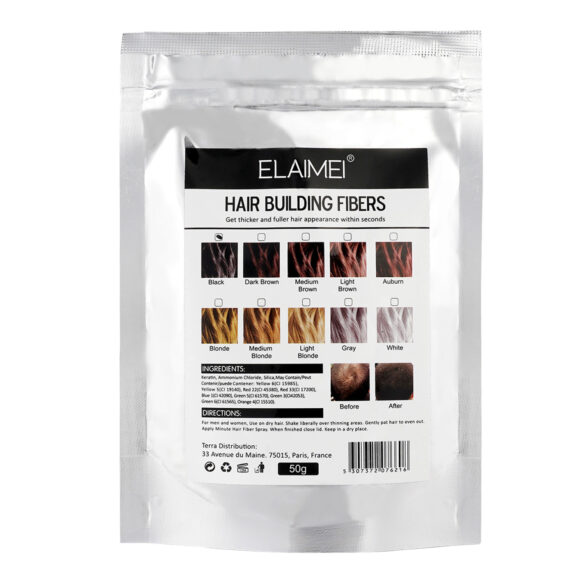 Elaimei Hair Building Fibers, 50g (Medium Brown)
