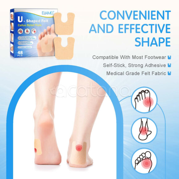 Elaimei U-Shaped Felt Callus Relief Pads, pack of 48pcs