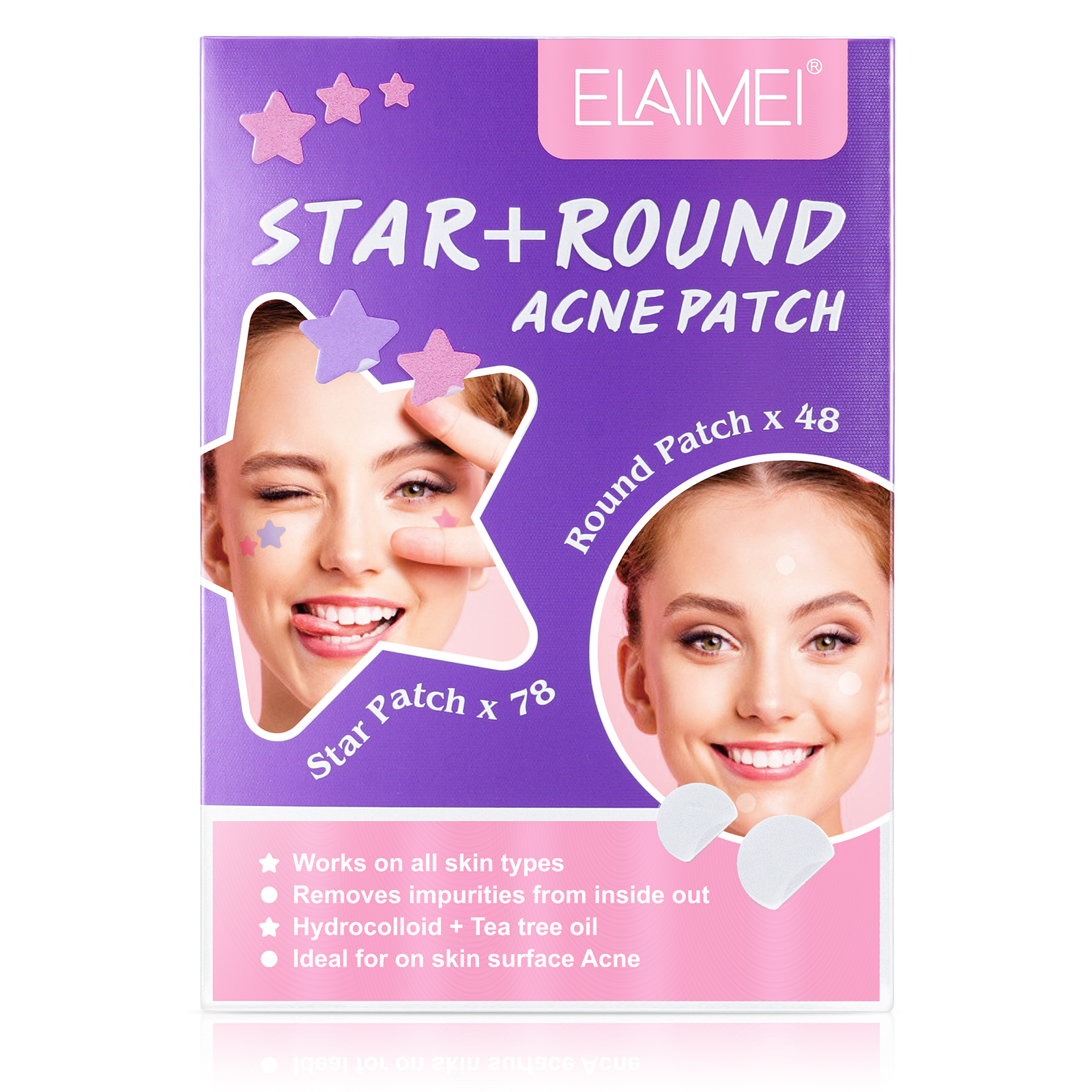 Elaimei Stars + Round Acne Patches, pack of 126pcs