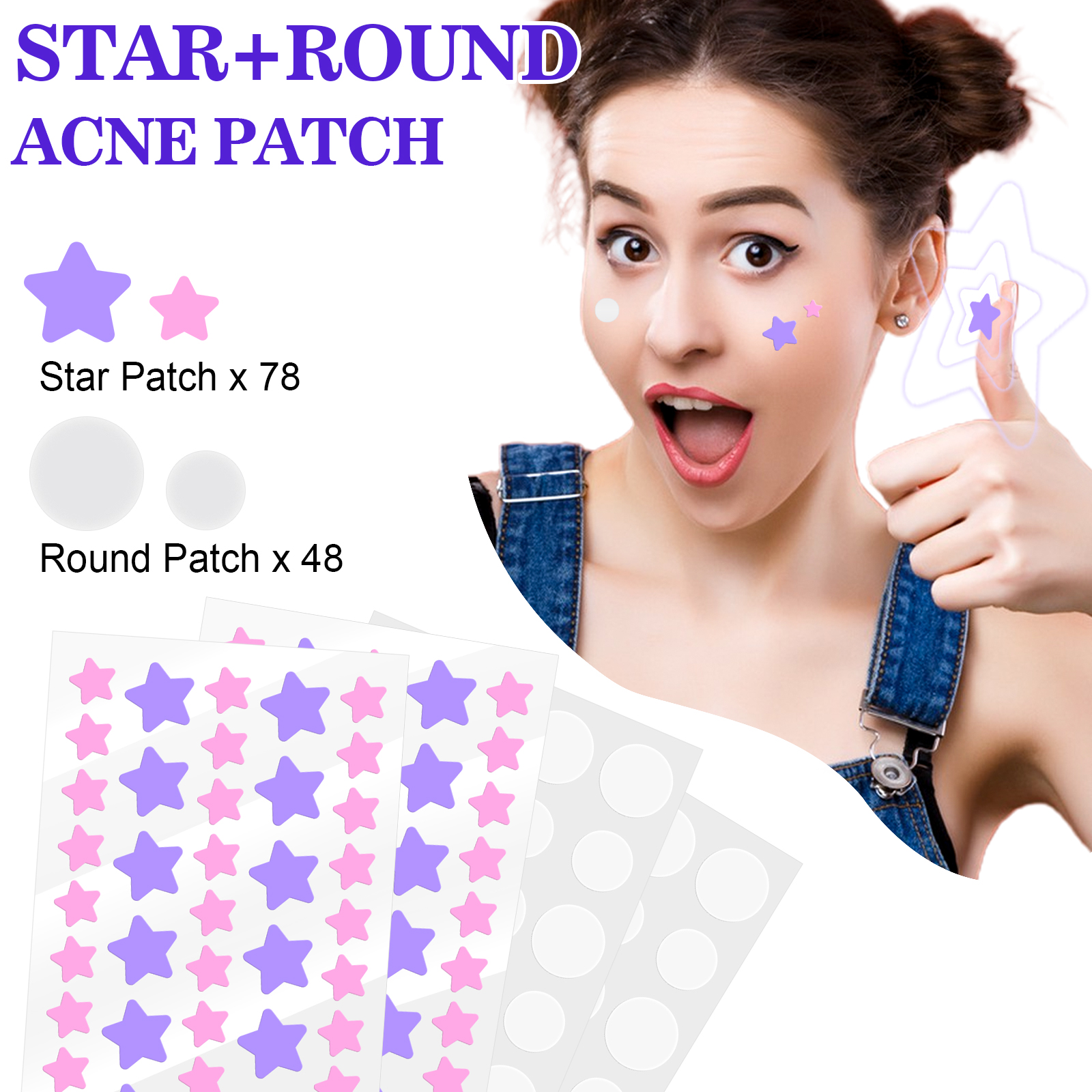 Elaimei Stars + Round Acne Patches, pack of 126pcs