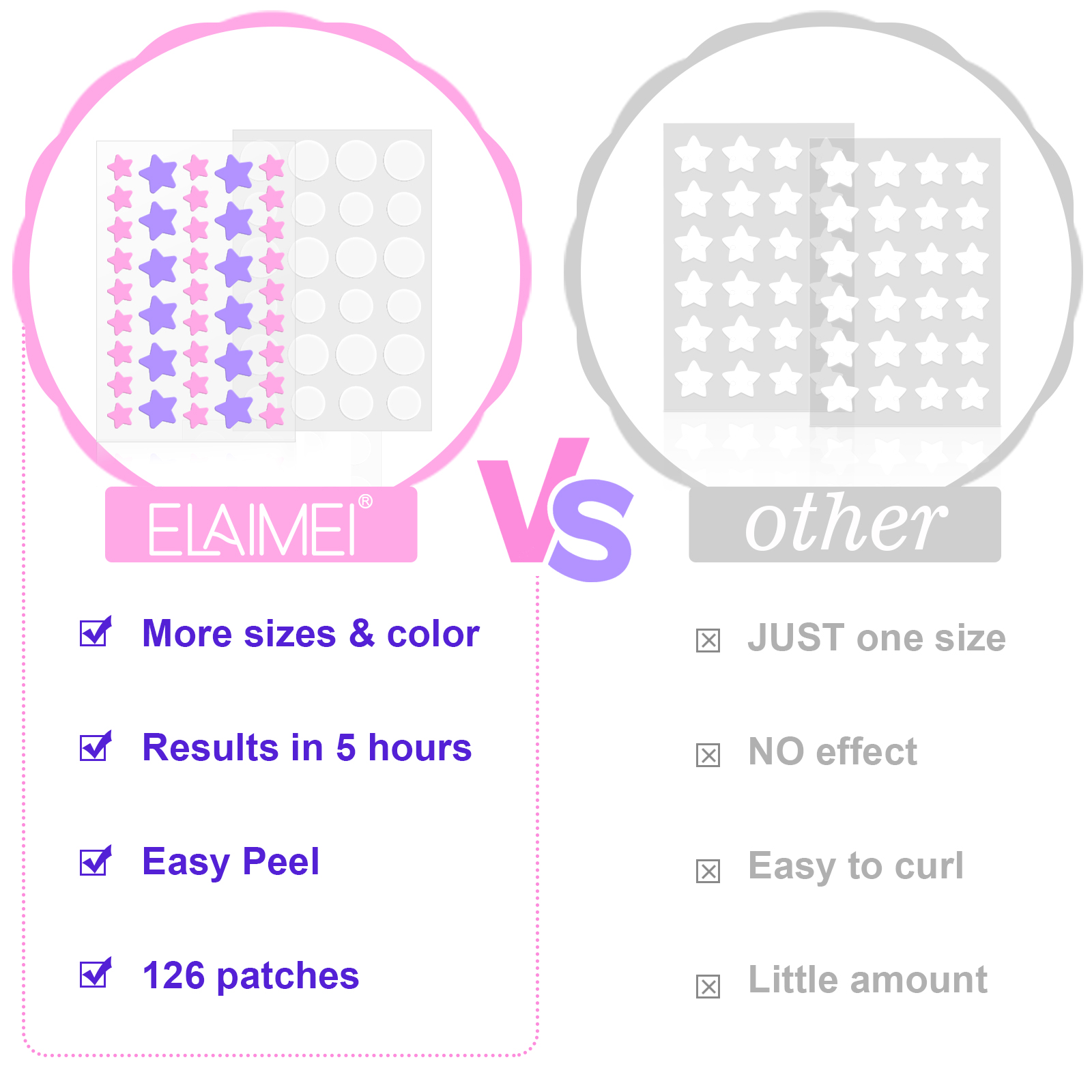 Elaimei Stars + Round Acne Patches, pack of 126pcs
