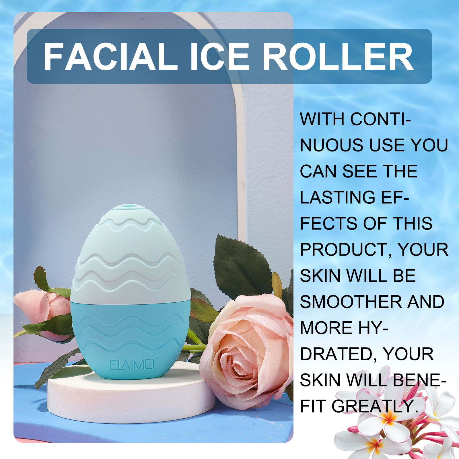 Elaimei Ice Facial Roller, Blue